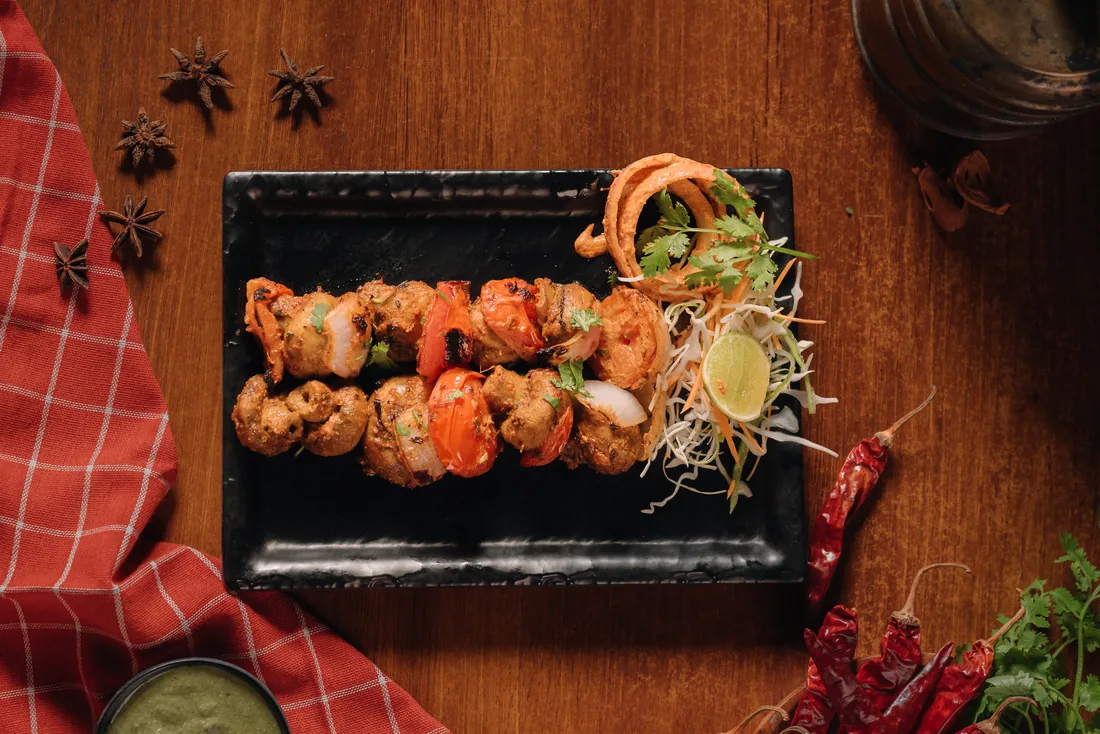 Grilled prawn skewers at Food on Fire BBQ, Hanamkonda, Warangal