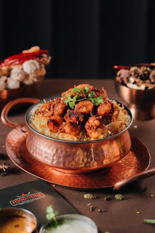 Spicy Schwezan Prawn Biryani